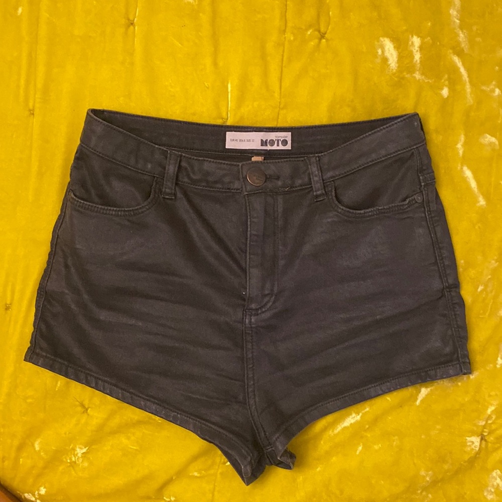 Black denim shorts
